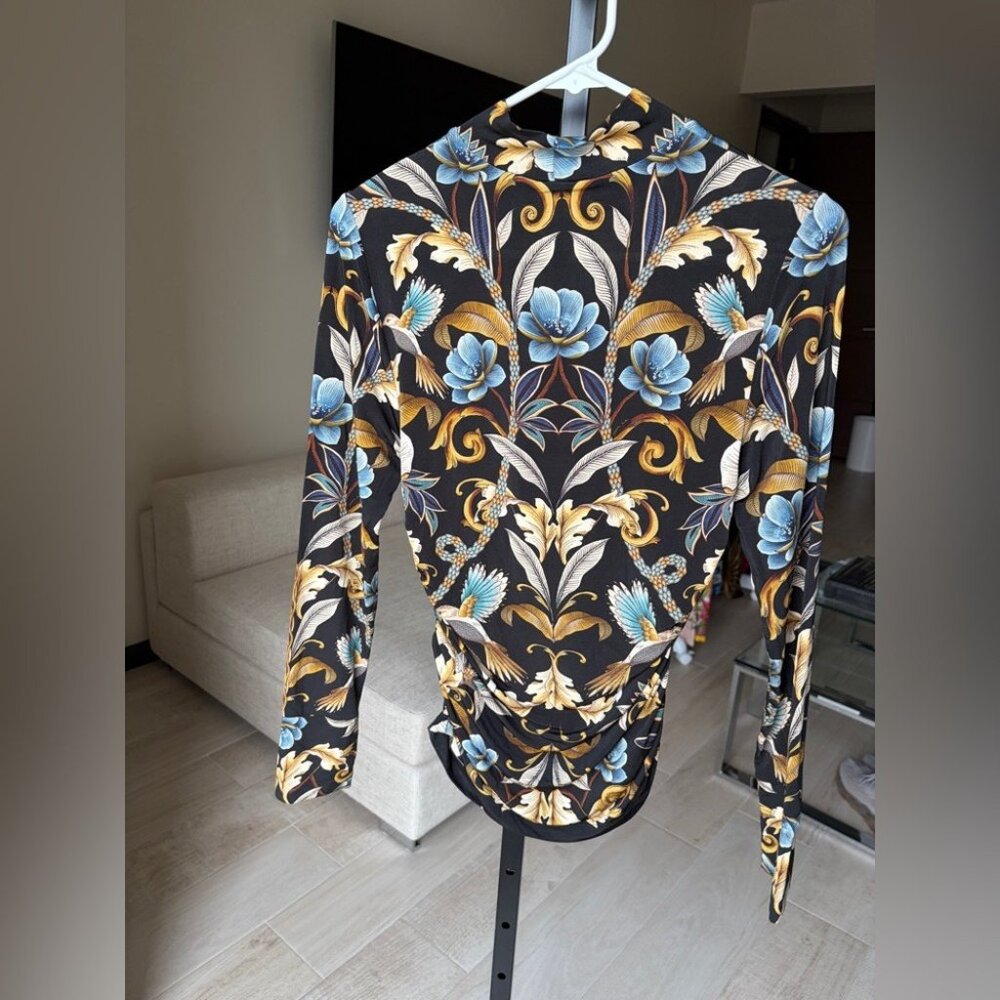 Farm Rio - Black Flowerful Garden Jersey Blouse - Picture 6 of 12